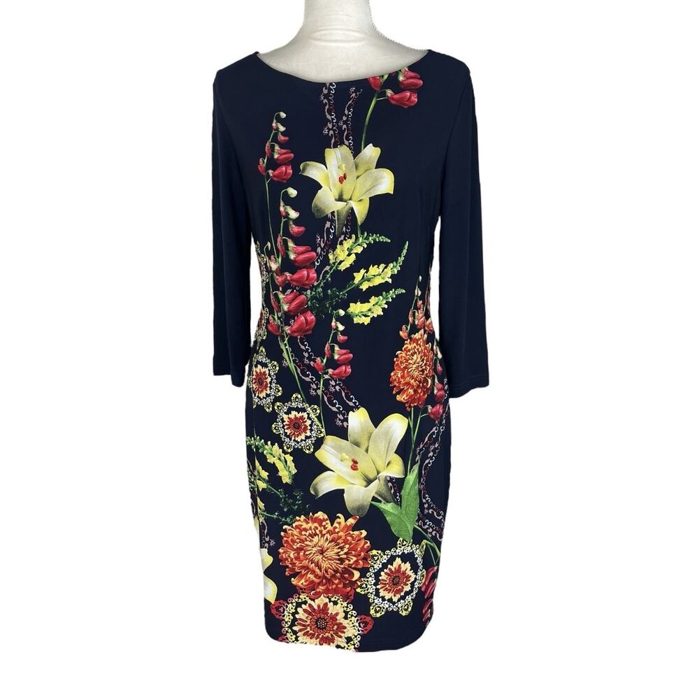Joseph Ribkoff Garden Floral Sheath Dress Professional Business Workwear Size 12 - Picture 2 of 8